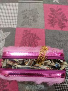 Pink Faux Fur Clutch