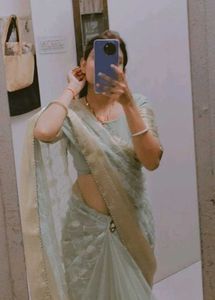 Green saree blouse with petticoat