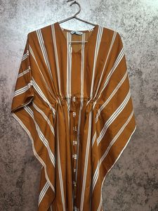 Brown Striped Kaftan Tunic