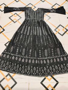 Elegant Black Sequined Ethnic Gown