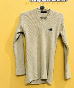 Adidas V-Neck Ribbed Knit Sweater