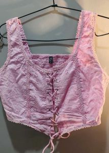 Chic Lace-Up Eyelet Crop Top