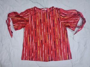 HALF SLEEVE PRINTED PINK TOP