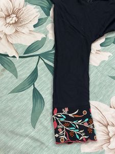 girl ethnic Black Embroidered co-ord  Set