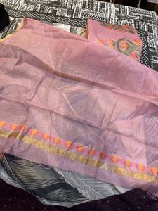 Pink new jamdani saree with blouse piece