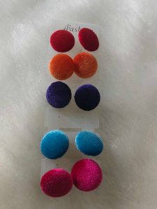 Colorful Velvet Stud Earrings Set