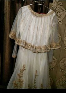 Elegant beigee &amp; Gold Embroidered gown