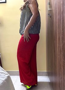 Flowy Red Palazzo Pants