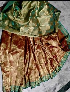 wedding Gold tissue silk saree