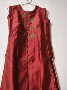 Elegant Maroon kurti with plazzo  Gold Embro
