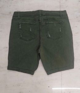 Olive Green Denim Shorts