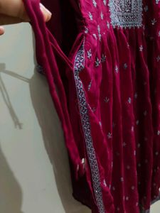 Elegant Maroon Embroidered Kurta with Dupatta