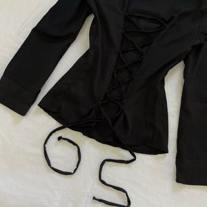 y2k Corset Back black shirt