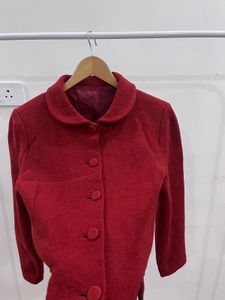 VINTAGE DARK RED TEXTURED BLAZER