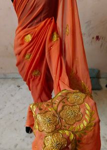 pure chiffon saree with aari tari zari work 😍🔥