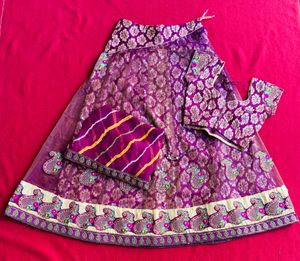 Net Lehnga,blouse And Odhani Set💜