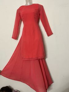 Pintresty Vibrant Coral long gown