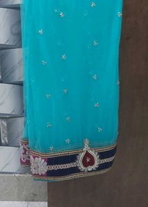 net saree with blouse and peticot