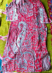 Vibrant Red Paisley Print Kurta