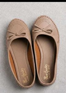 Tan Bow Ballet Flats