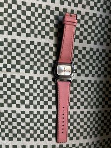 Pink Leather Strap Watch