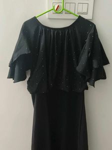 Chic Black Dress with Ruffle Sleeves