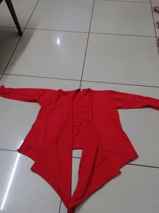 Red Asymmetrical Cardigan