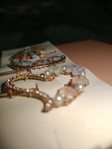 Set of 3 Hair Clips - Flower, Moon &amp; Heart
