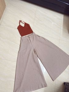 Boho Wide Leg Pants & Knit Crop Top Set