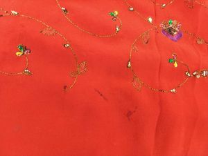 ORANGE CHIFFON SEQUINS SAREE