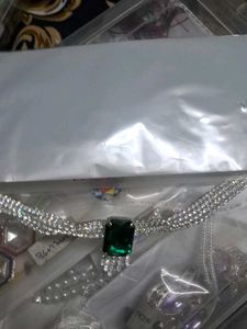 Stunning Emerald and Crystal Necklace