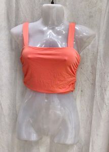I. Trendy Orange Ruched Crop Top