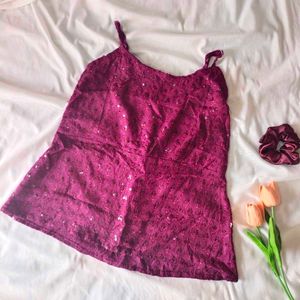 Maroon Sequin Crop Top