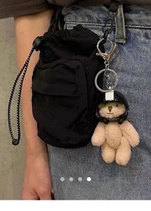Cute Teddy Bear Keychain with Helmet