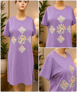 Purple Casual Day Dress with Floral Print
