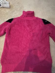 Pink Embellished Turtleneck Sweater
