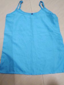 Blue Cold Shoulder Top