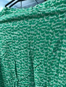 Teal &amp; White Printed Trousers