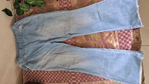 Light Wash Frayed Denim Jeans