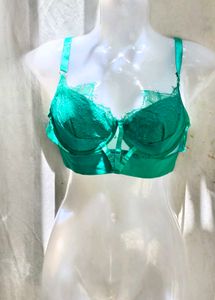 Emerald Green Lace Trim Bra