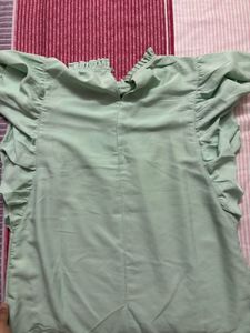 Mint Green Ruffle Sleeve Top