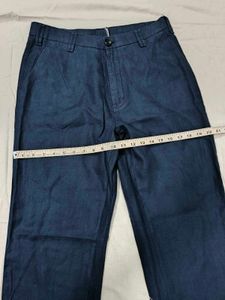 Classic Dark Blue Cotton Linen Trousers
