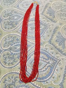 Red Seed Bead Layered Necklace