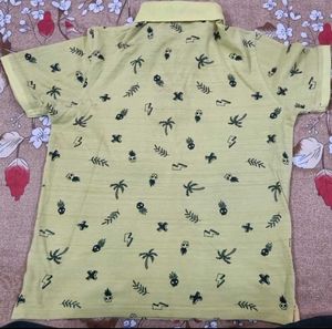 Men's Yellow Graphic Print Polo Shirt