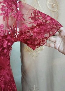 Vero Moda Maroon Lace Overlay Dress L