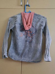 Boy's  Denim Hooded Shirt