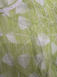 Green Printed Kurta Set with White Palazzo