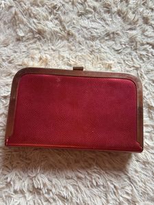 Elegant Red Clutch with Gold Accent