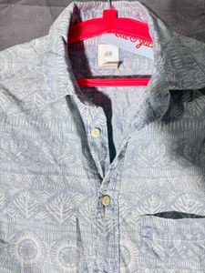 H&amp;M Men's Blue Patterned Short Sleeve Shirt