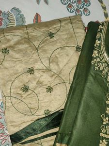 Elegant Green Embroidered unstitched dress